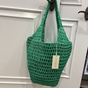 Ramy Brook green raffia tote bag